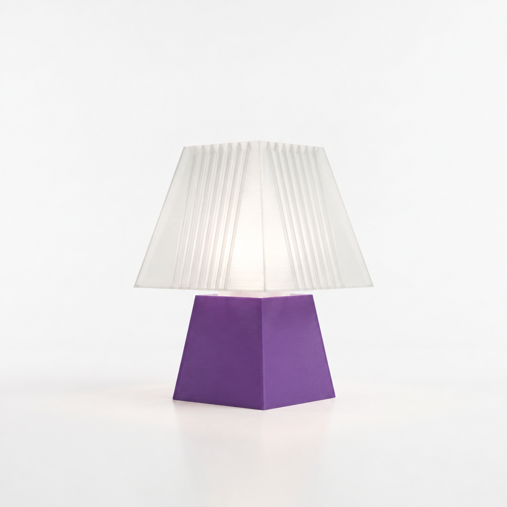 Soloarique mini table lamp with Purple base and White shade
