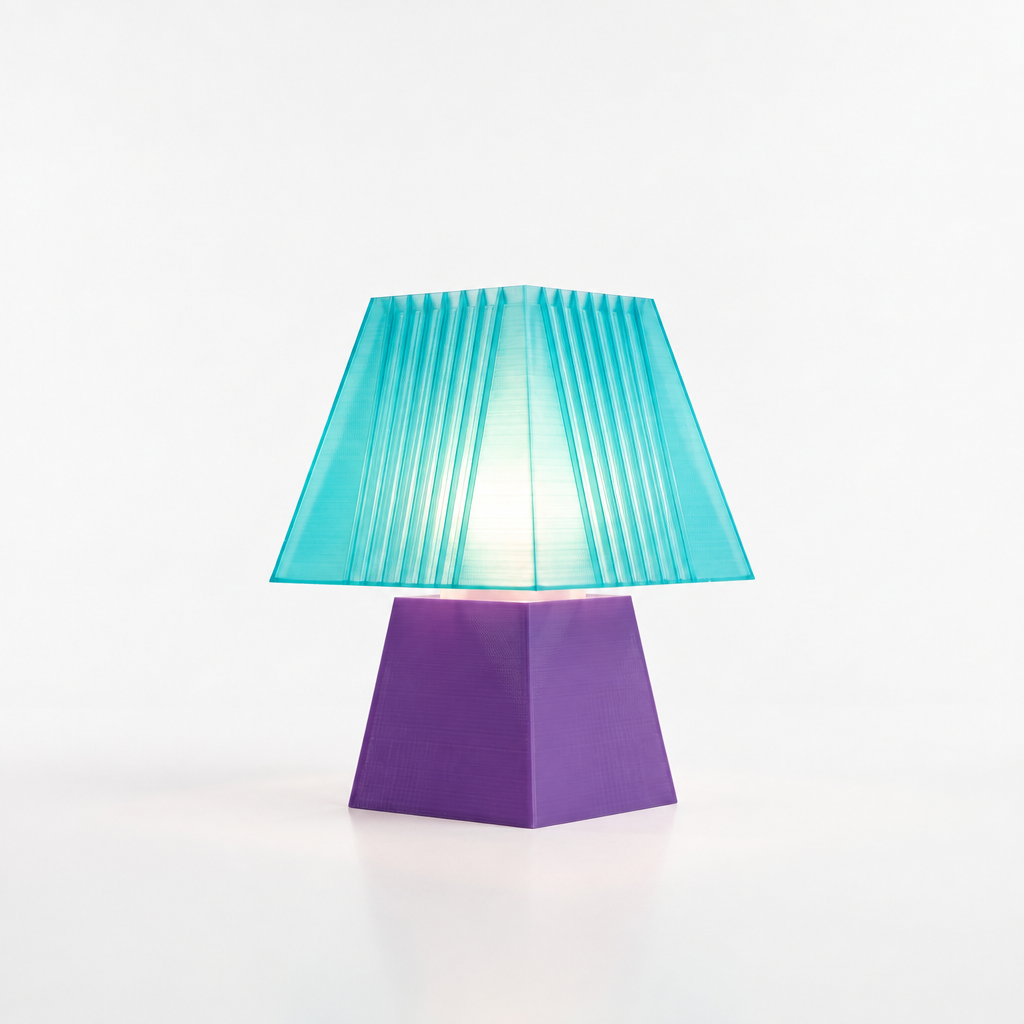Soloarique mini table lamp with Purple base and Astro Aqua shade
