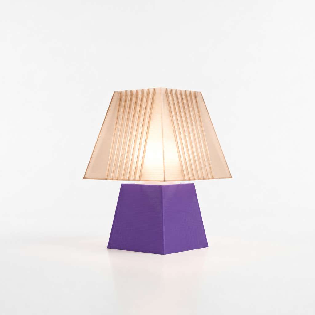 Soloarique mini table lamp with Purple base and Stardust Champagne shade