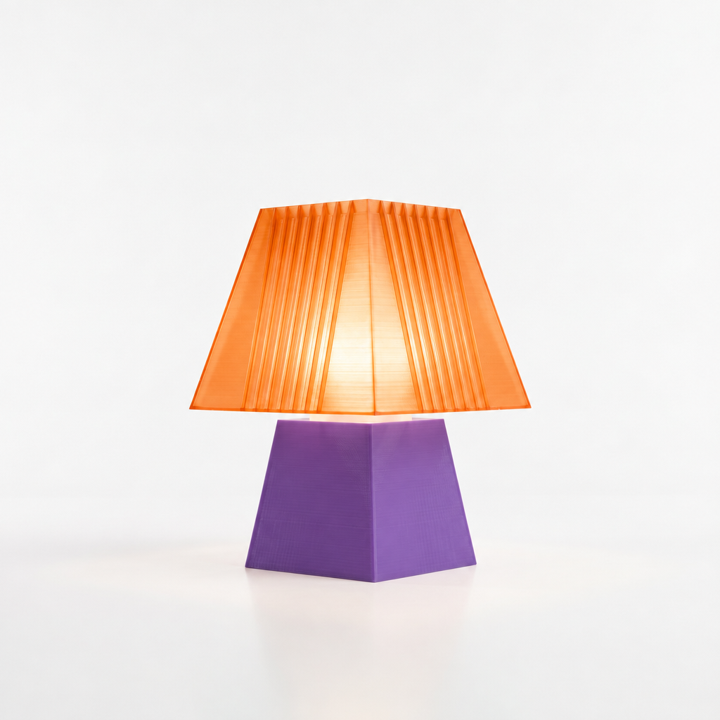 Soloarique mini table lamp with Purple base and Supernova Orange shade