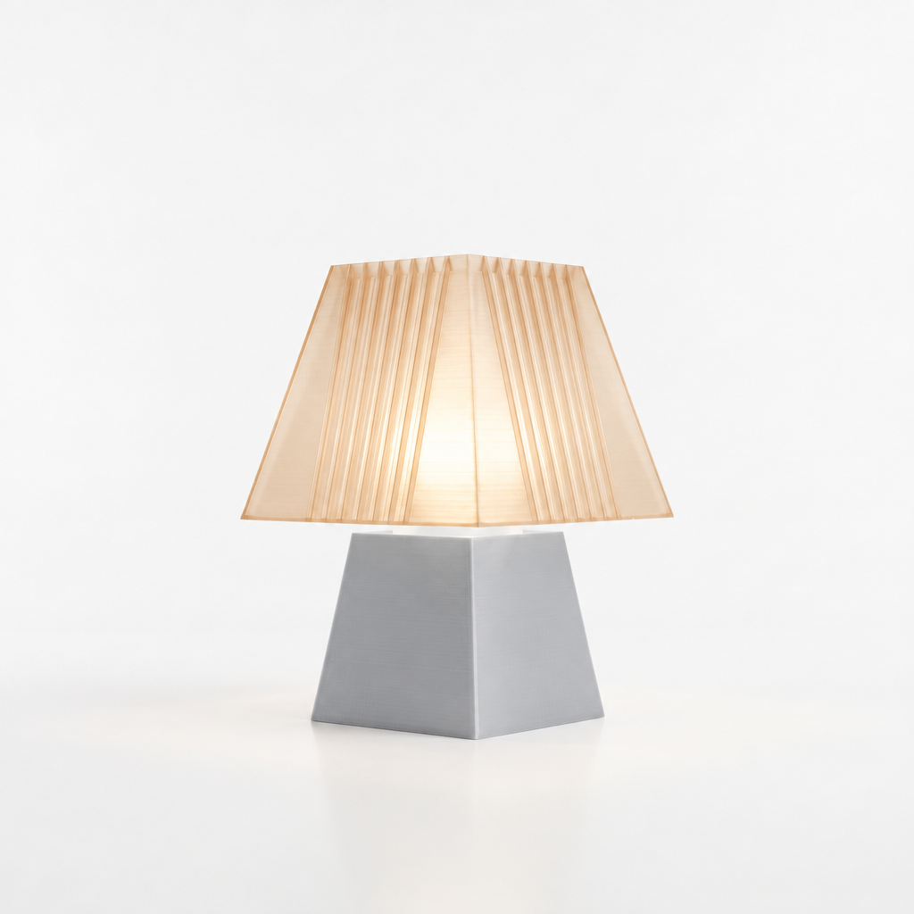 Soloarique mini table lamp with Silver base and Stardust Champagne shade