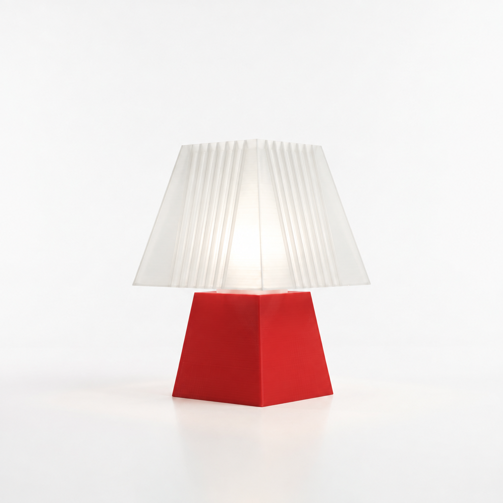 Soloarique mini table lamp with Red base and White shade