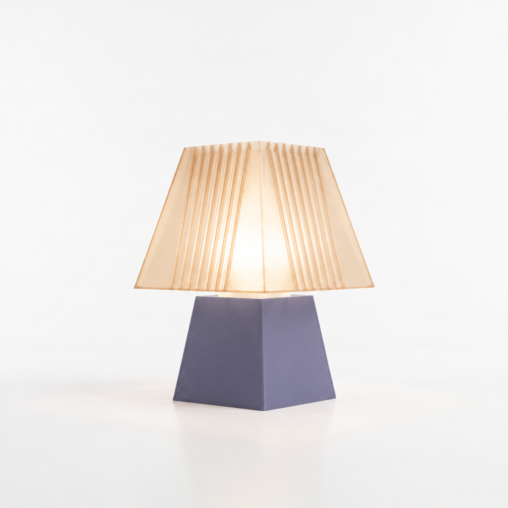 Soloarique mini table lamp with Titanium base and Stardust Champagne shade