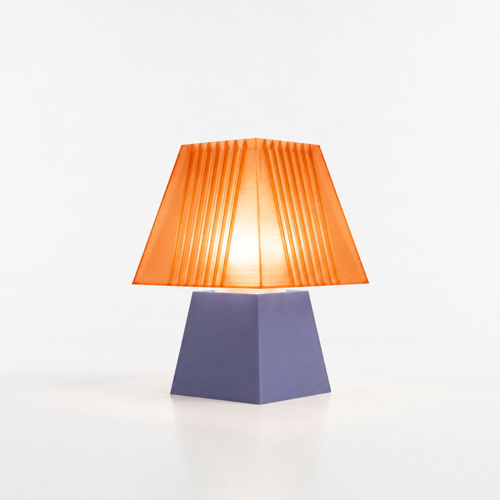 Soloarique mini table lamp with Titanium base and Supernova Orange shade