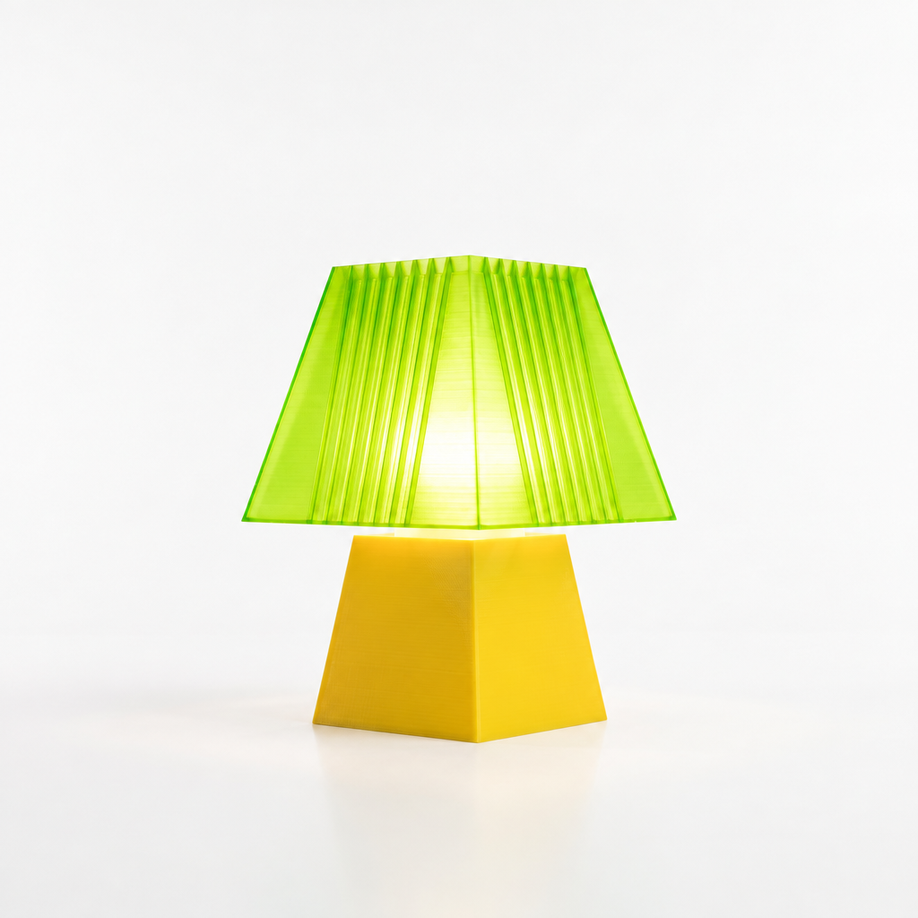 Soloarique mini table lamp with Yellow base and Radioactive Lime shade