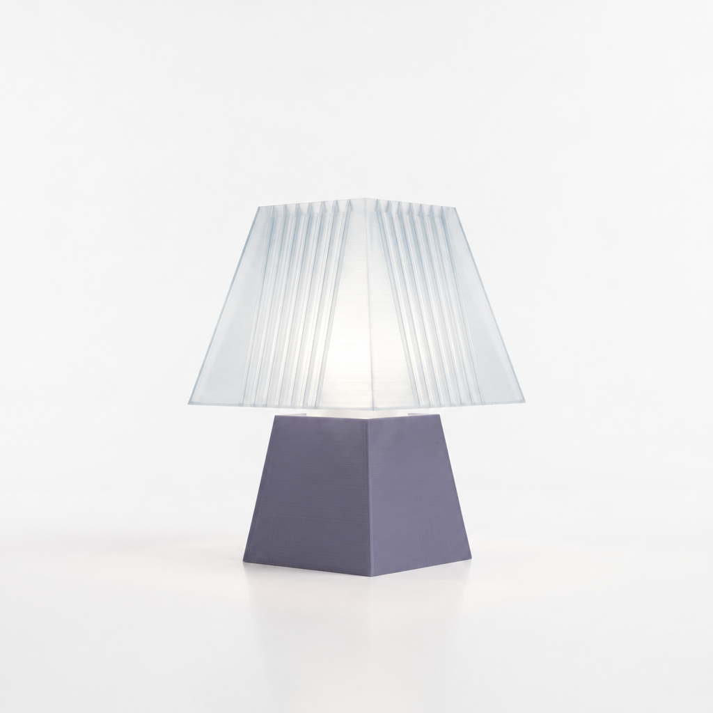 Soloarique mini table lamp with Titanium base and Lunar Clear Frost shade