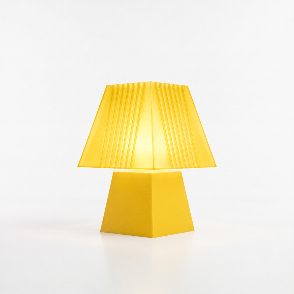 Soloarique mini table lamp with Yellow base and Solar Flare Yellow shade