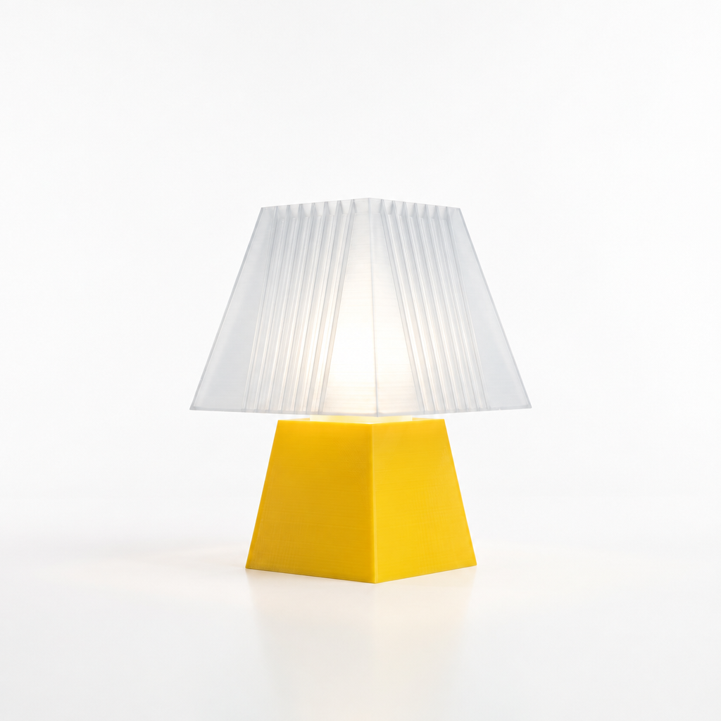 Soloarique mini table lamp with Yellow base and Lunar Clear Frost shade