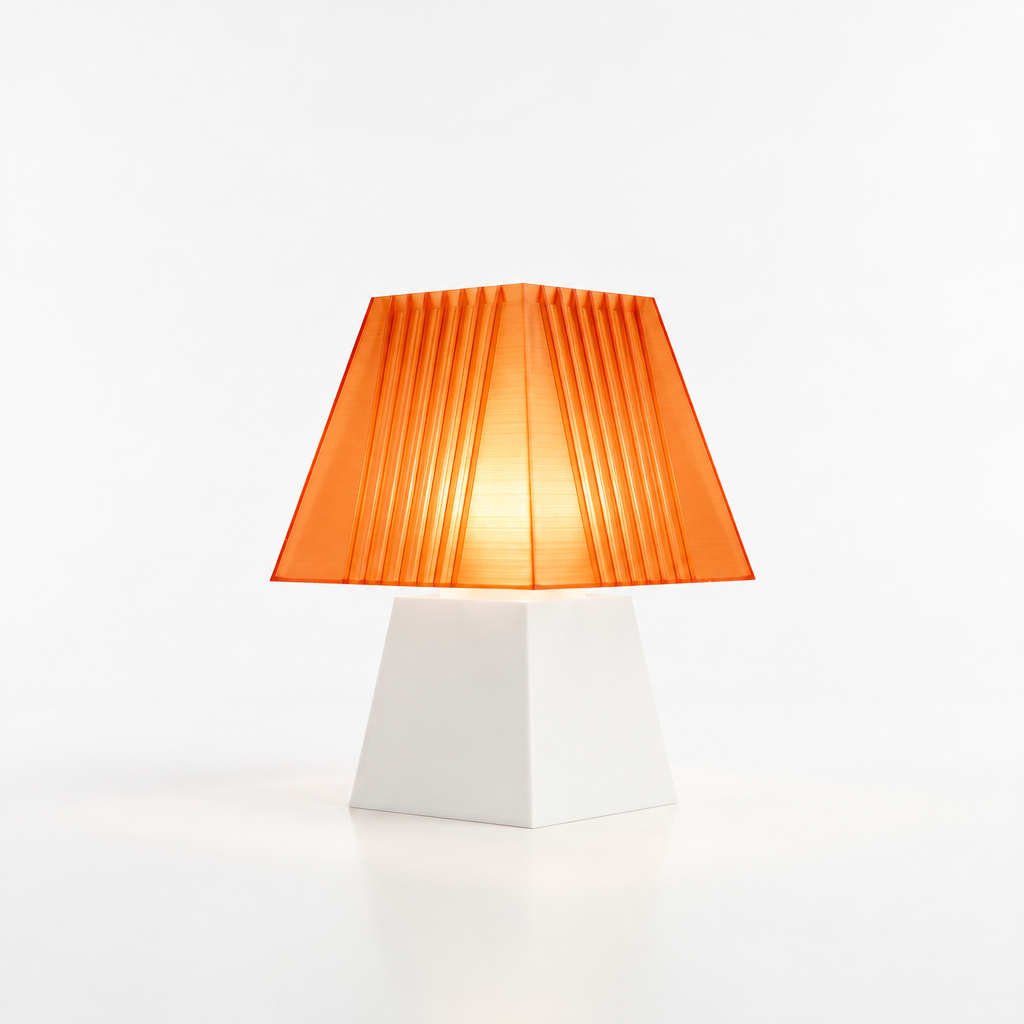 Soloarique mini table lamp with White base and Supernova Orange shade