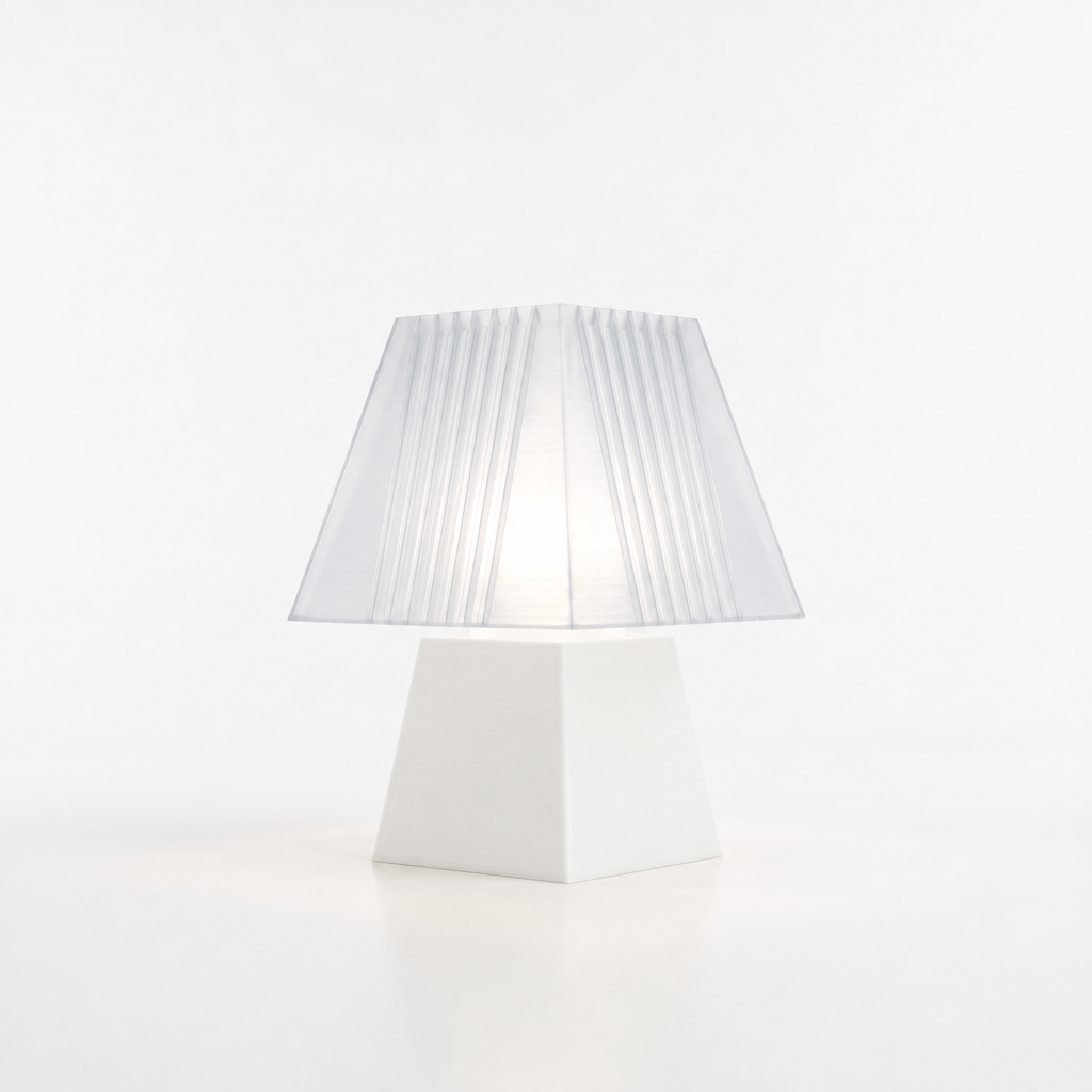 Soloarique mini table lamp with White base and Lunar Clear Frost shade