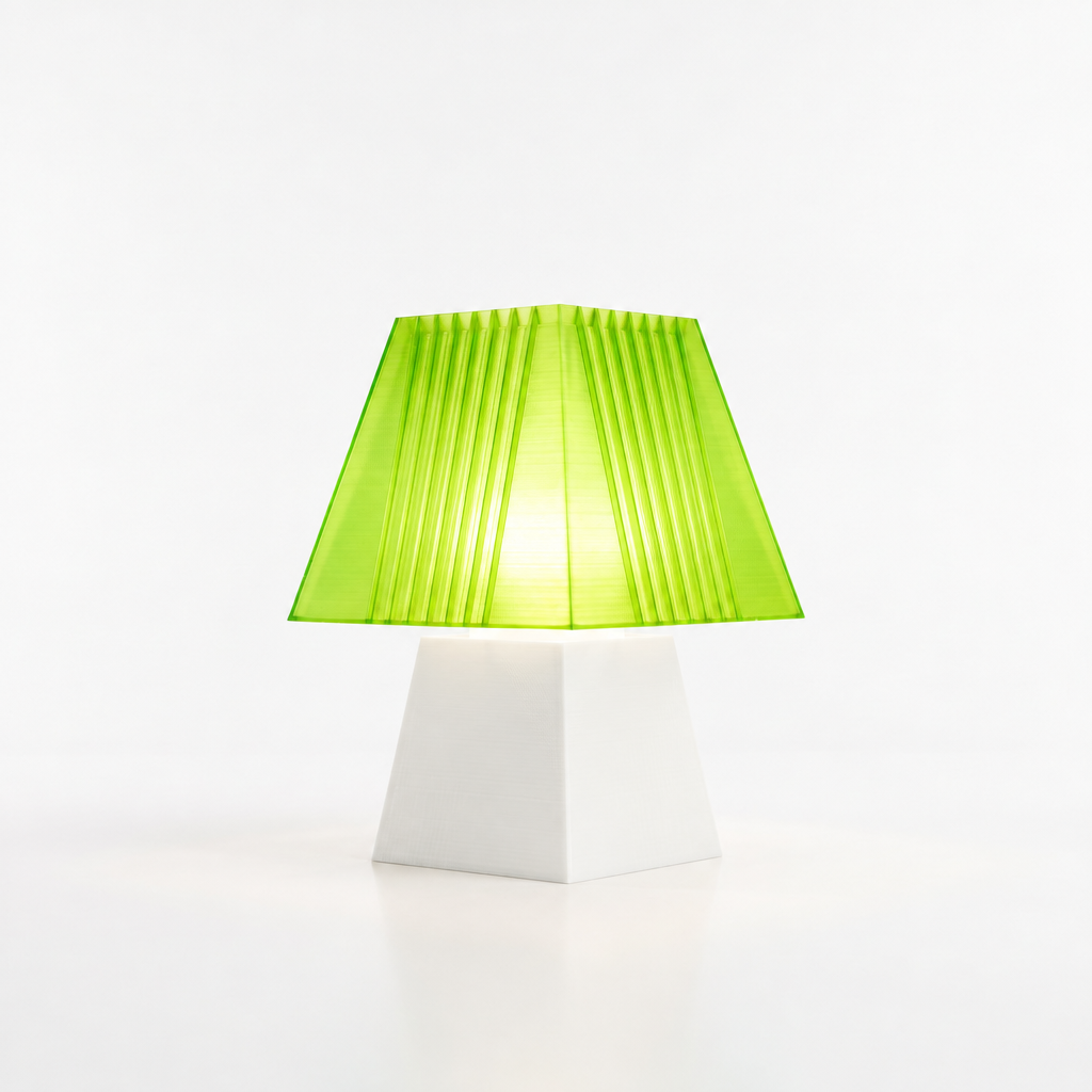 Soloarique mini table lamp with White base and Radioactive Lime shade