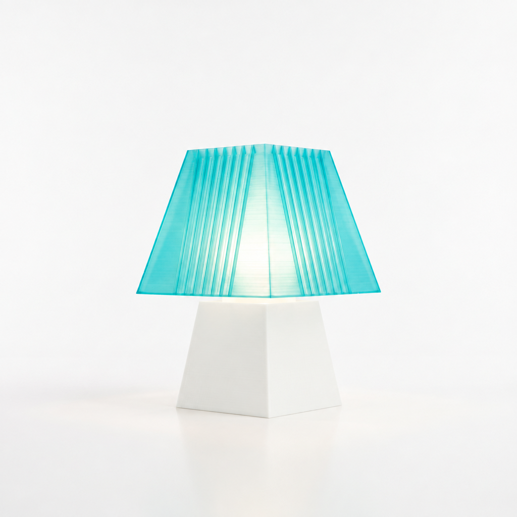 Soloarique mini table lamp with White base and Astro Aqua shade