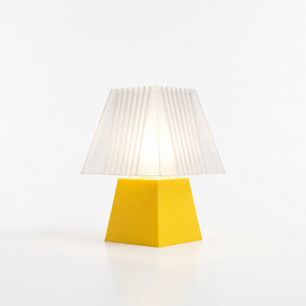 Soloarique mini table lamp with Yellow base and White shade