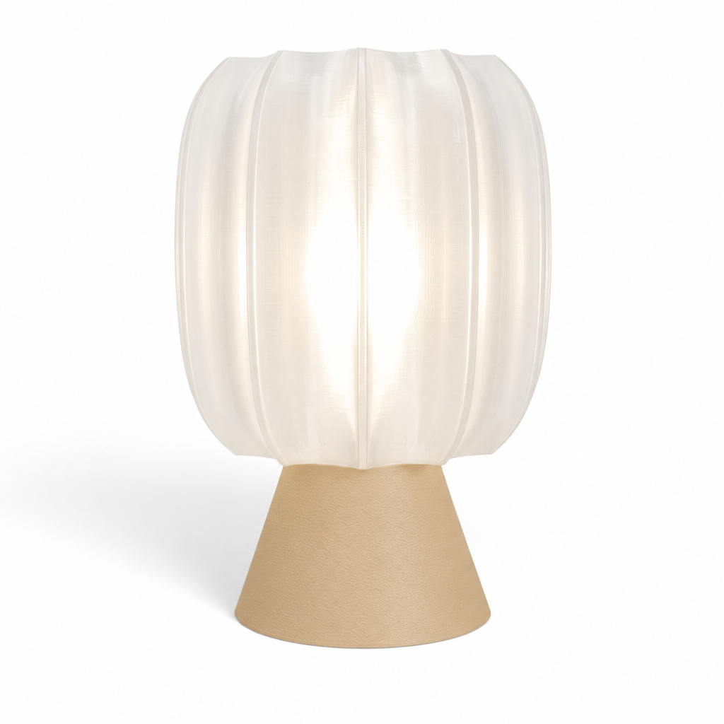 Paralex Mid Century Lamp - Beige base, White shade