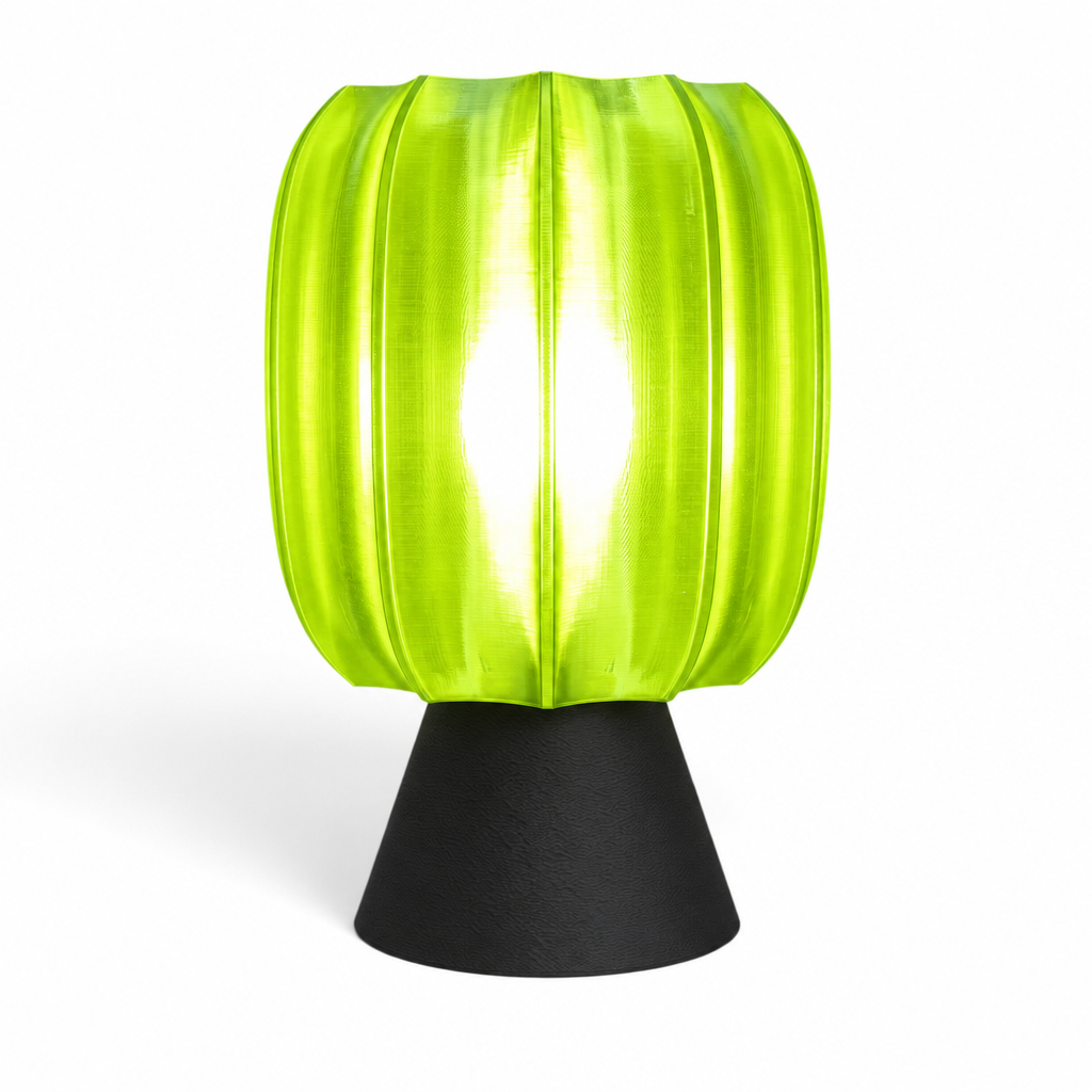 Paralex Mid Century Lamp - Black base, Radioactive Lime shade