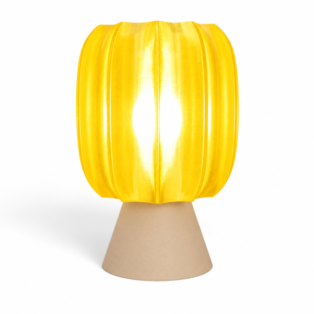 Paralex Mid Century Lamp - Beige base, Solar Flare Yellow shade