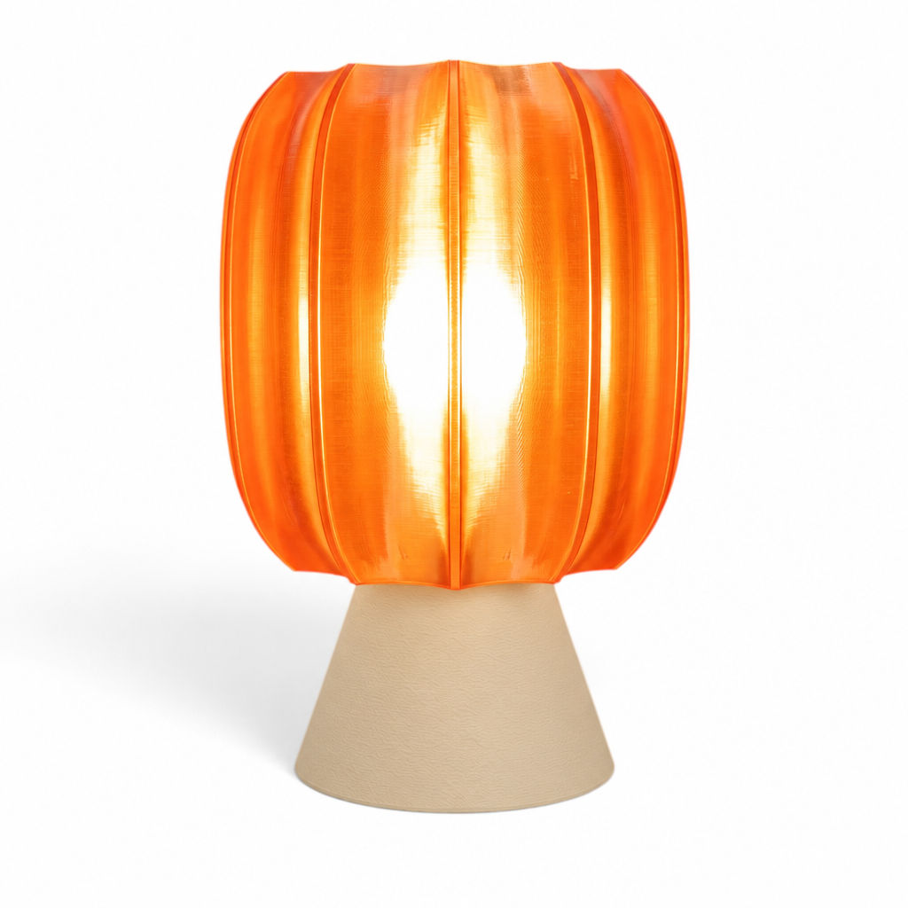 Paralex Mid Century Lamp - Beige base, Supernova Orange shade