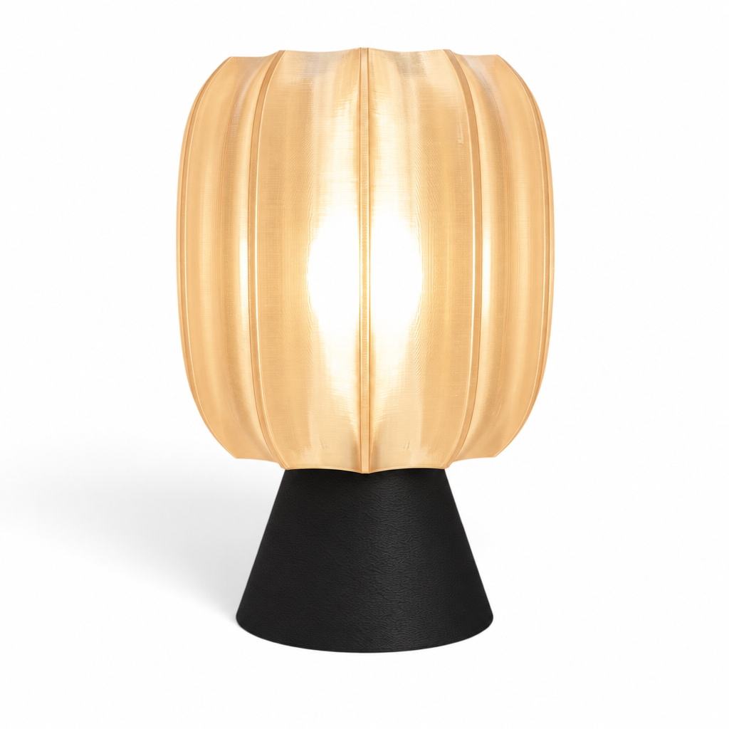 Paralex Mid Century Lamp - Black base, Stardust Champagne shade