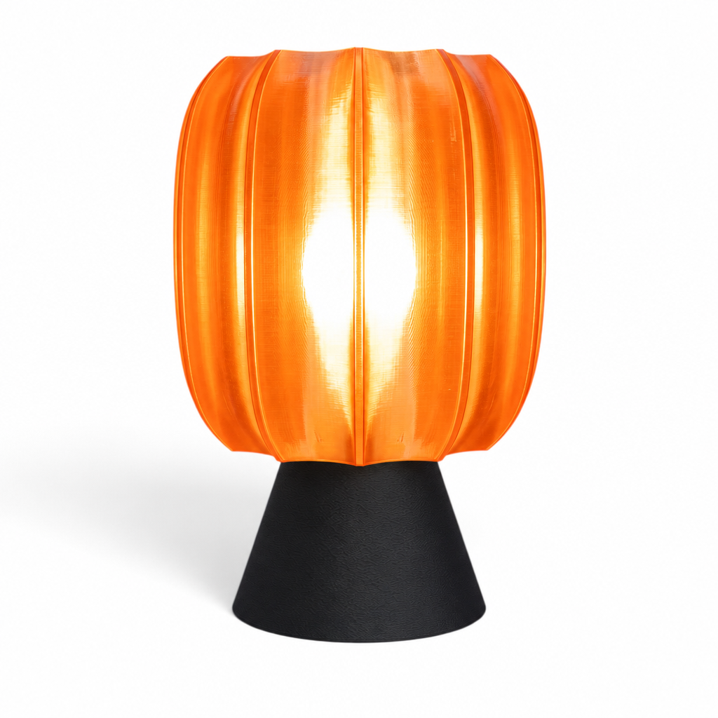 Paralex Mid Century Lamp - Black base, Supernova Orange shade