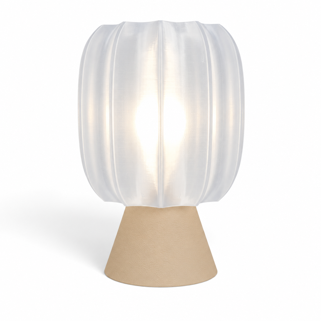 Paralex Mid Century Lamp - Beige base, Lunar Clear Frost shade