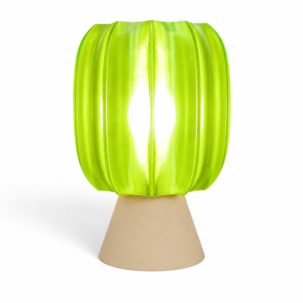 Paralex Mid Century Lamp - Beige base, Radioactive Lime shade