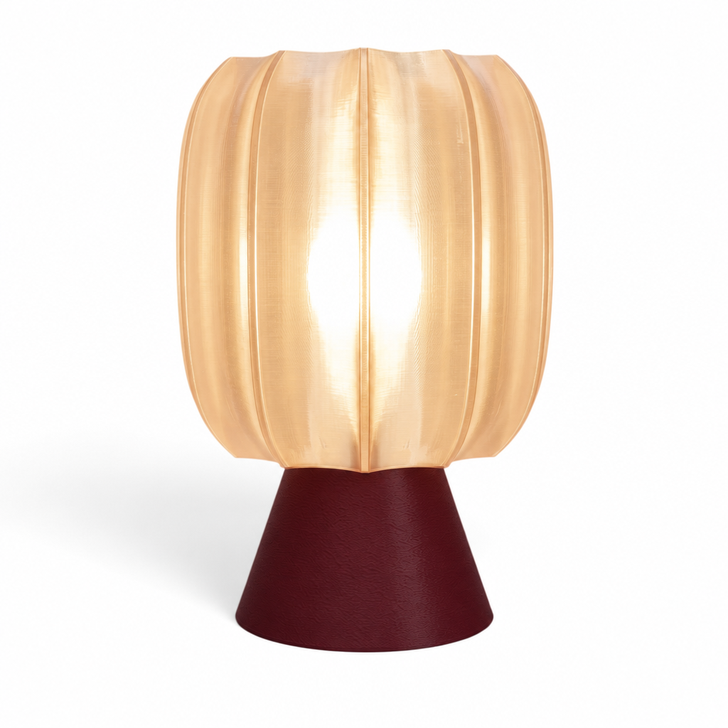 Paralex Mid Century Lamp - Black Cherry base, Stardust Champagne shade