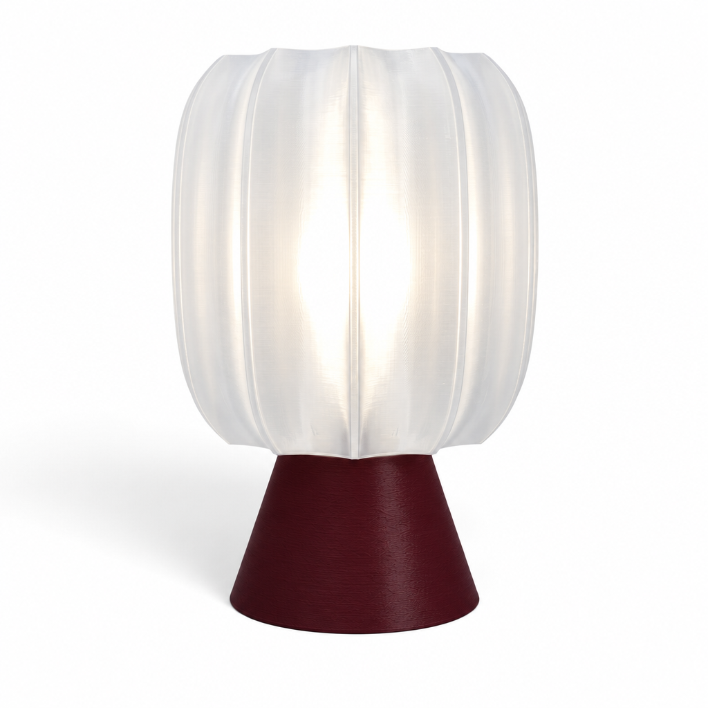 Paralex Mid Century Lamp - Black Cherry base, Lunar Clear Frost shade