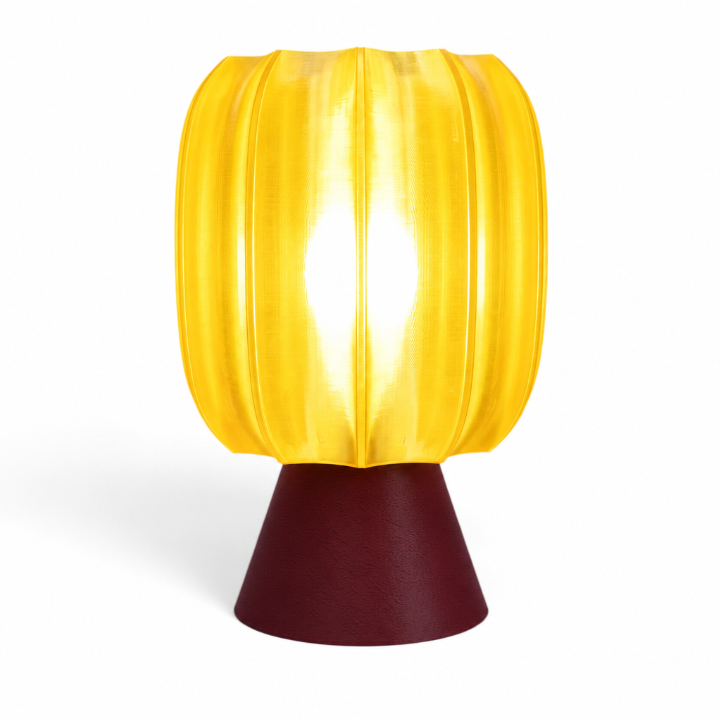 Paralex Mid Century Lamp - Black Cherry base, Solar Flare Yellow shade