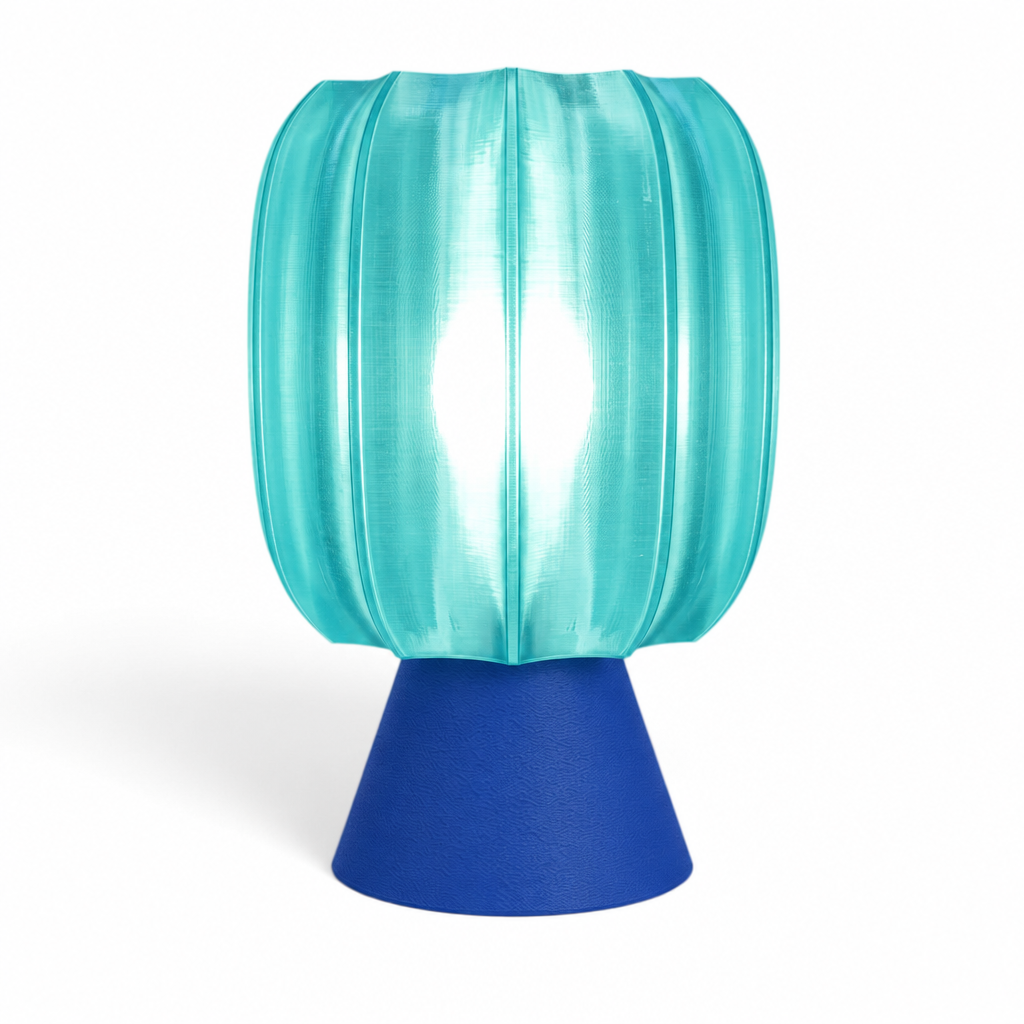 Paralex Mid Century Lamp - Blue base, Astro Aqua shade