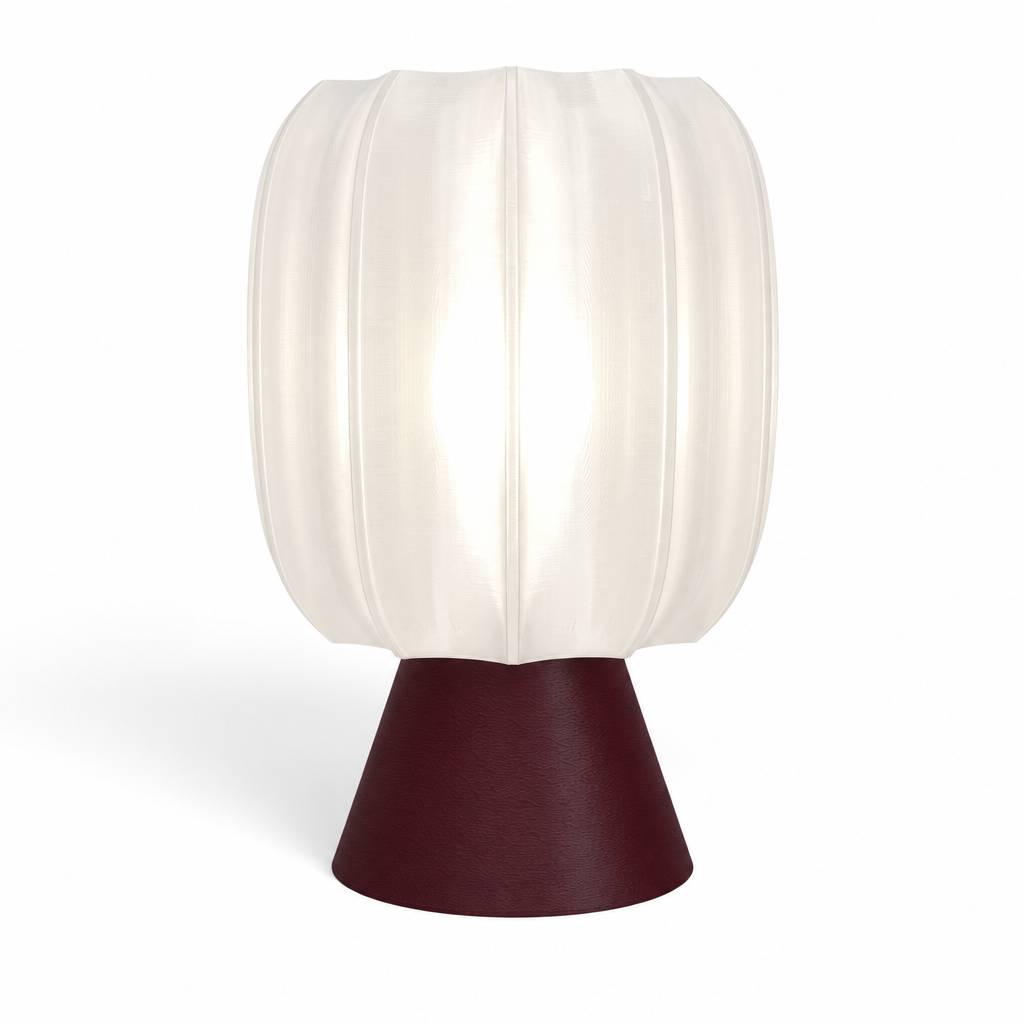 Paralex Mid Century Lamp - Black Cherry base, White shade