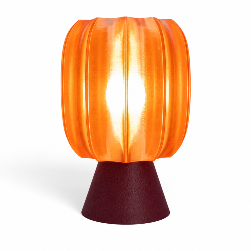 Paralex Mid Century Lamp - Black Cherry base, Supernova Orange shade