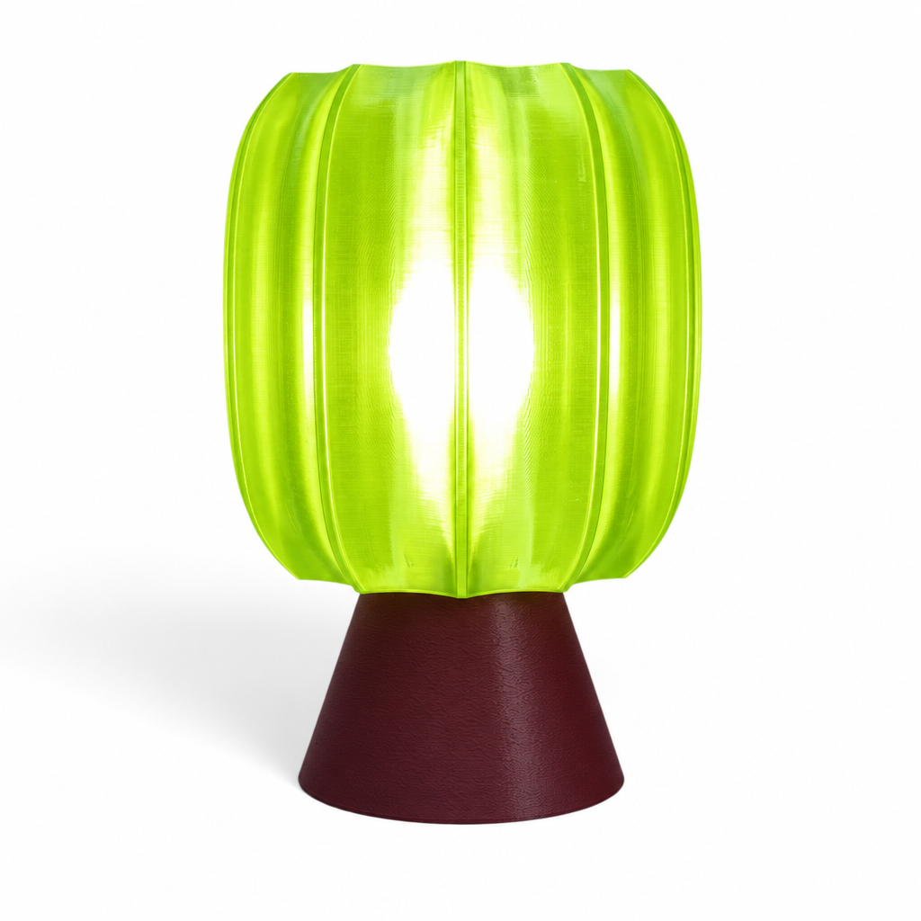 Paralex Mid Century Lamp - Black Cherry base, Radioactive Lime shade
