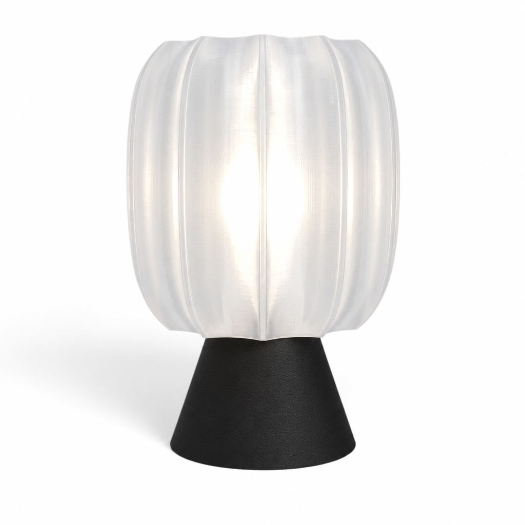 Paralex Mid Century Lamp - Black base, Lunar Clear Frost shade