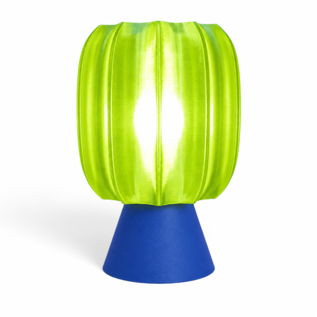 Paralex Mid Century Lamp - Blue base, Radioactive Lime shade