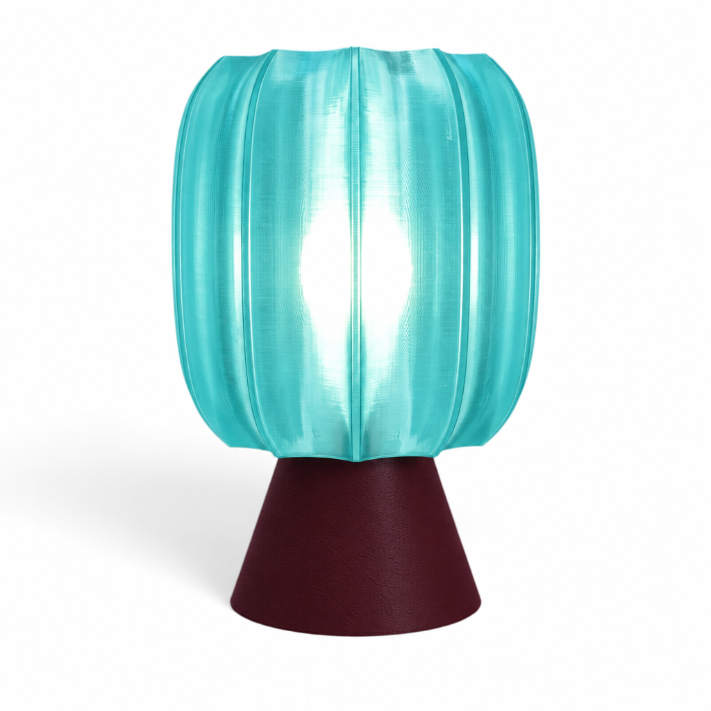 Paralex Mid Century Lamp - Black Cherry base, Astro Aqua shade