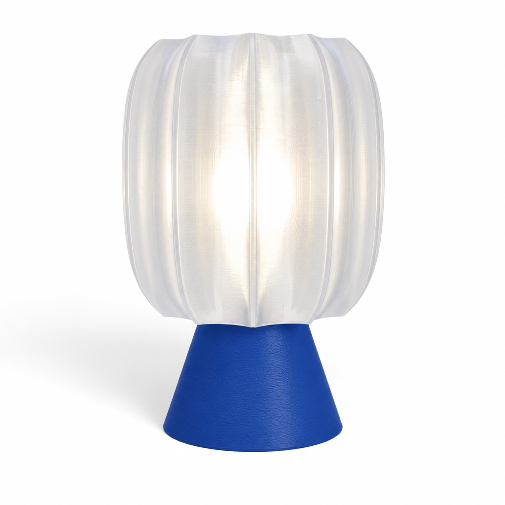 Paralex Mid Century Lamp - Blue base, Lunar Clear Frost shade