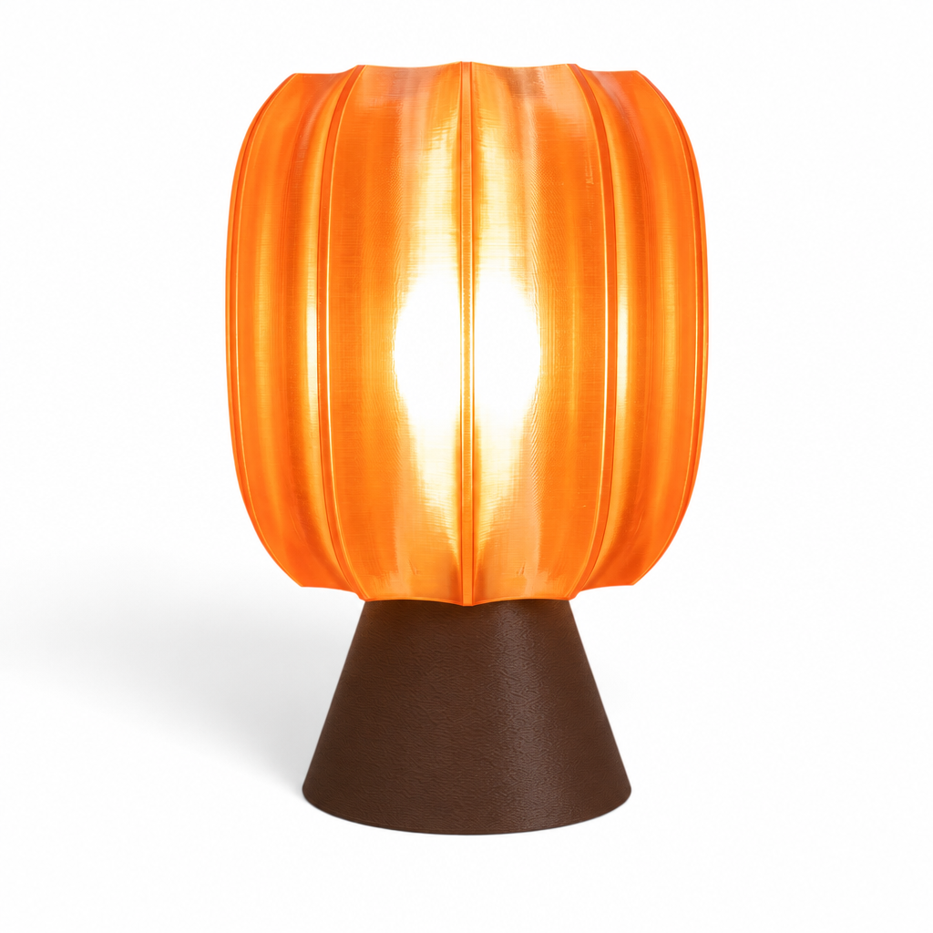 Paralex Mid Century Lamp - Dark Brown base, Supernova Orange shade