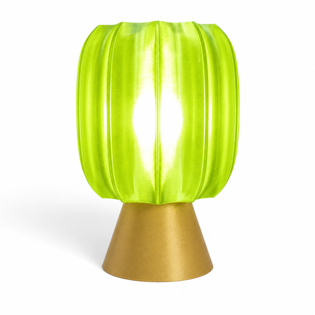 Paralex Mid Century Lamp - Gold base, Radioactive Lime shade