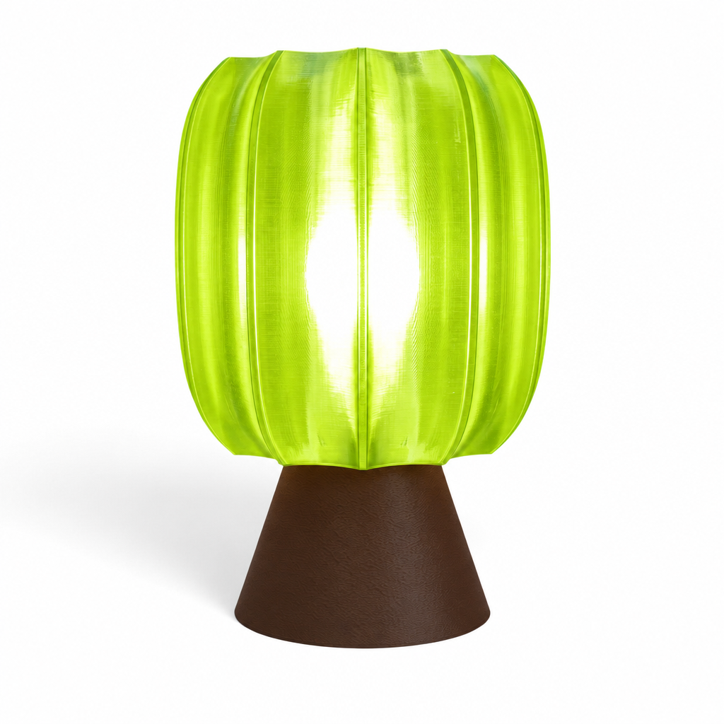 Paralex Mid Century Lamp - Dark Brown base, Radioactive Lime shade
