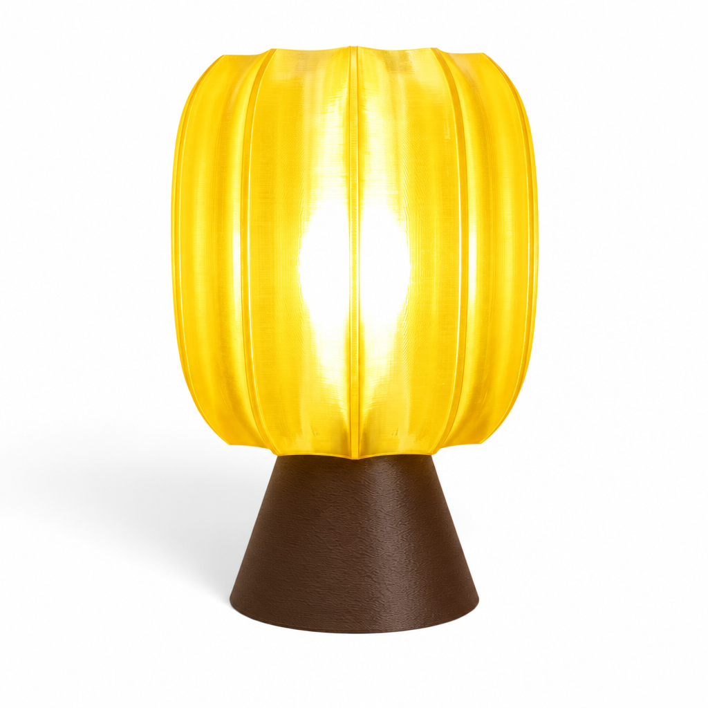 Paralex Mid Century Lamp - Dark Brown base, Solar Flare Yellow shade
