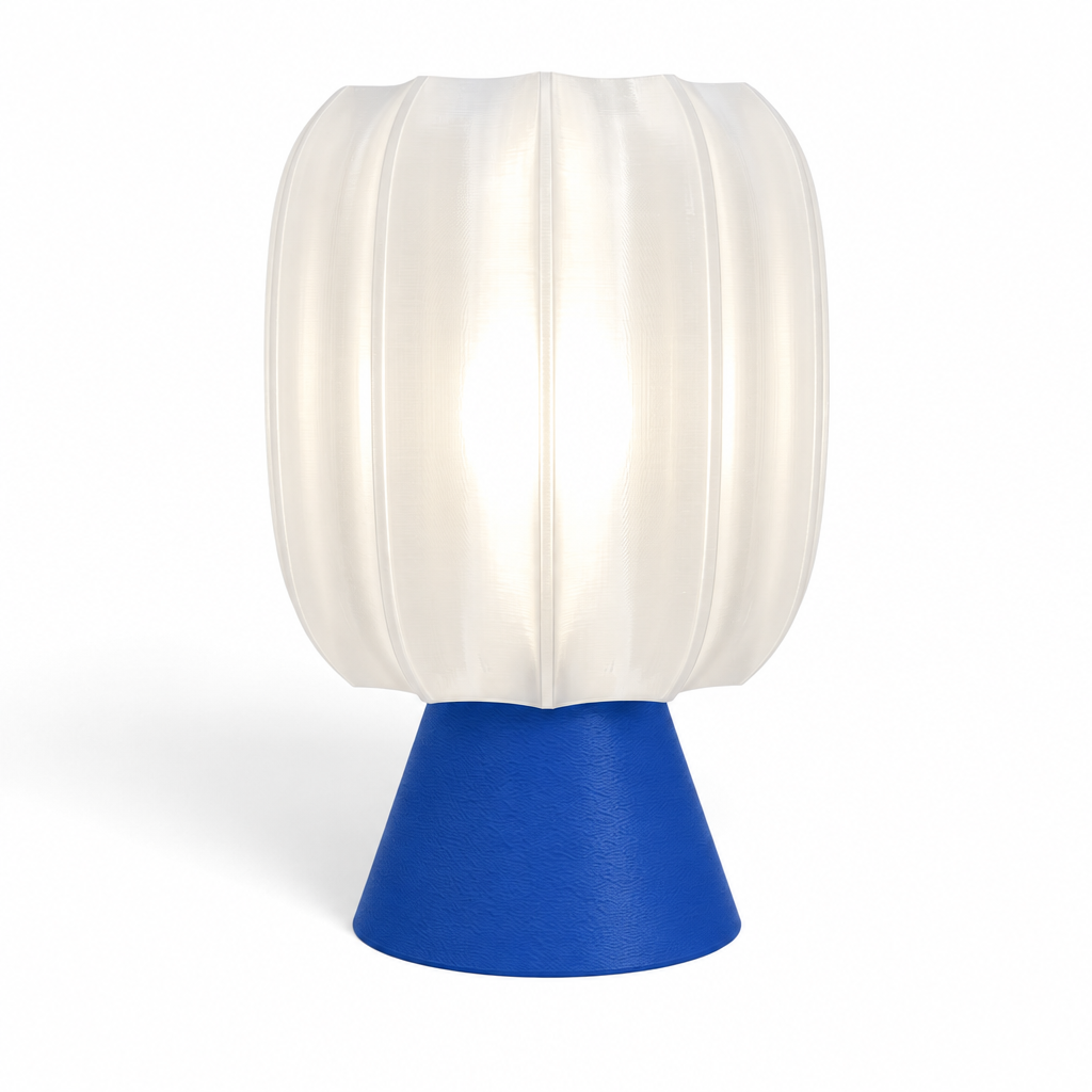 Paralex Mid Century Lamp - Blue base, White shade