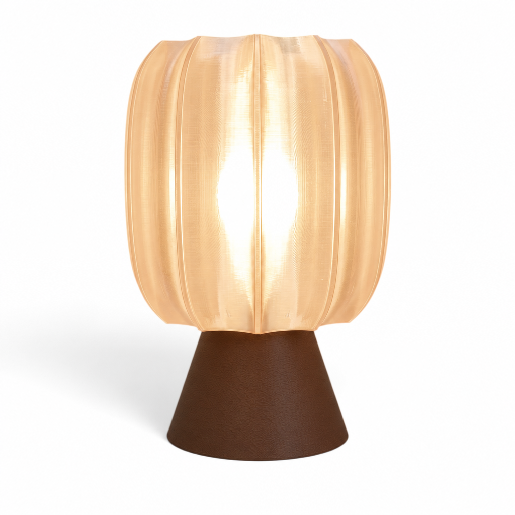 Paralex Mid Century Lamp - Dark Brown base, Stardust Champagne shade
