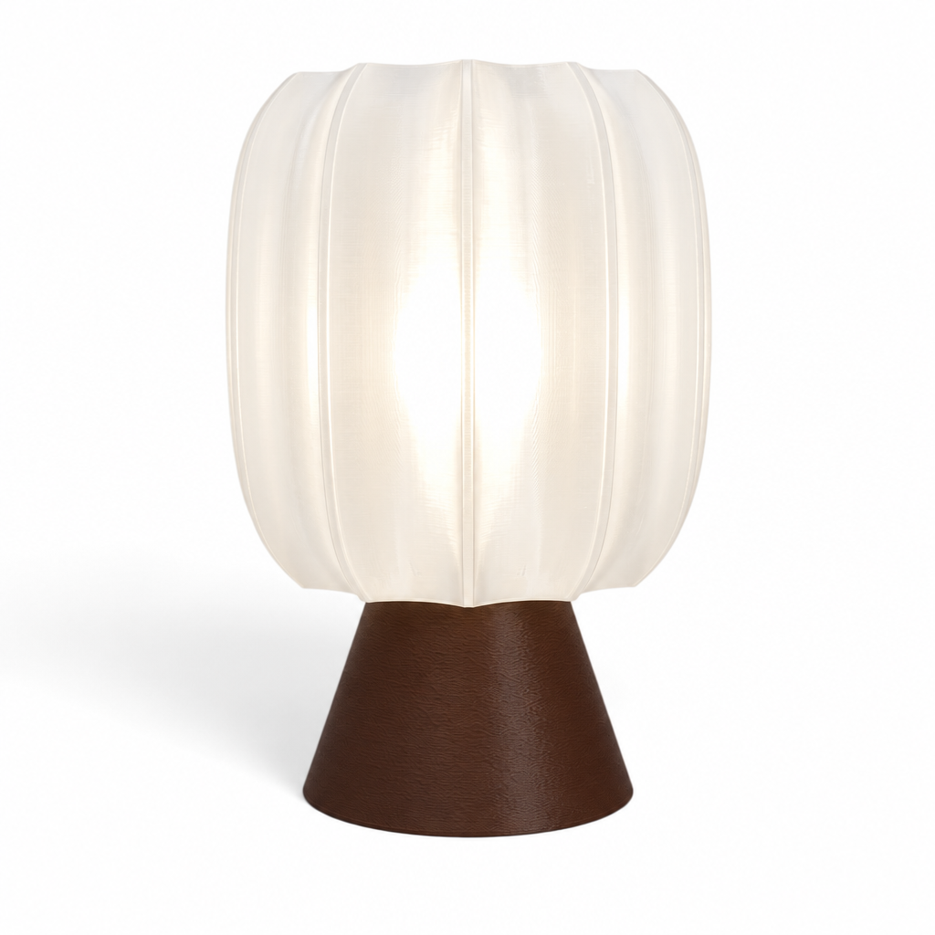 Paralex Mid Century Lamp - Dark Brown base, White shade