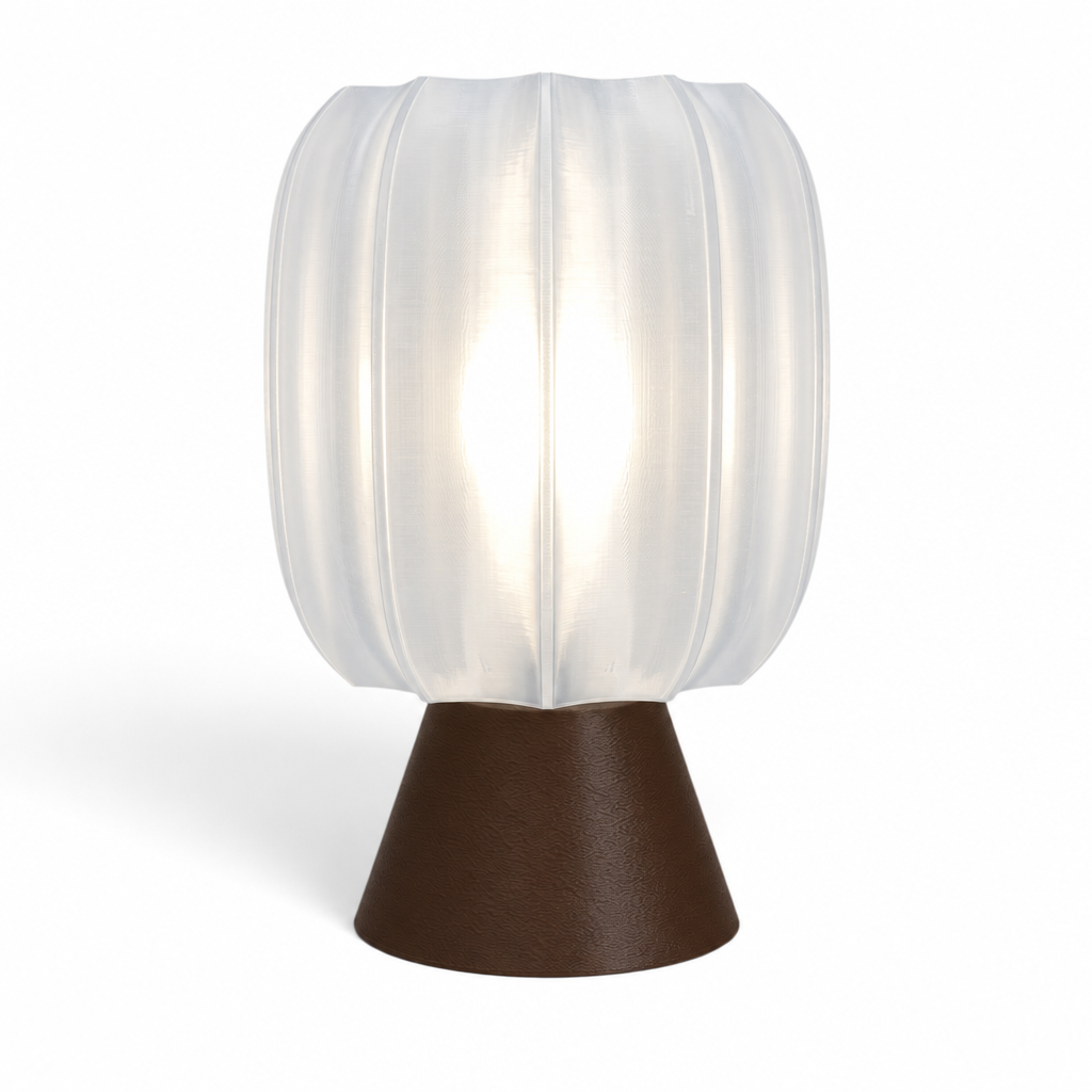 Paralex Mid Century Lamp - Dark Brown base, Lunar Clear Frost shade