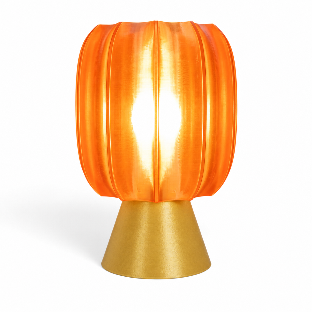 Paralex Mid Century Lamp - Gold base, Supernova Orange shade