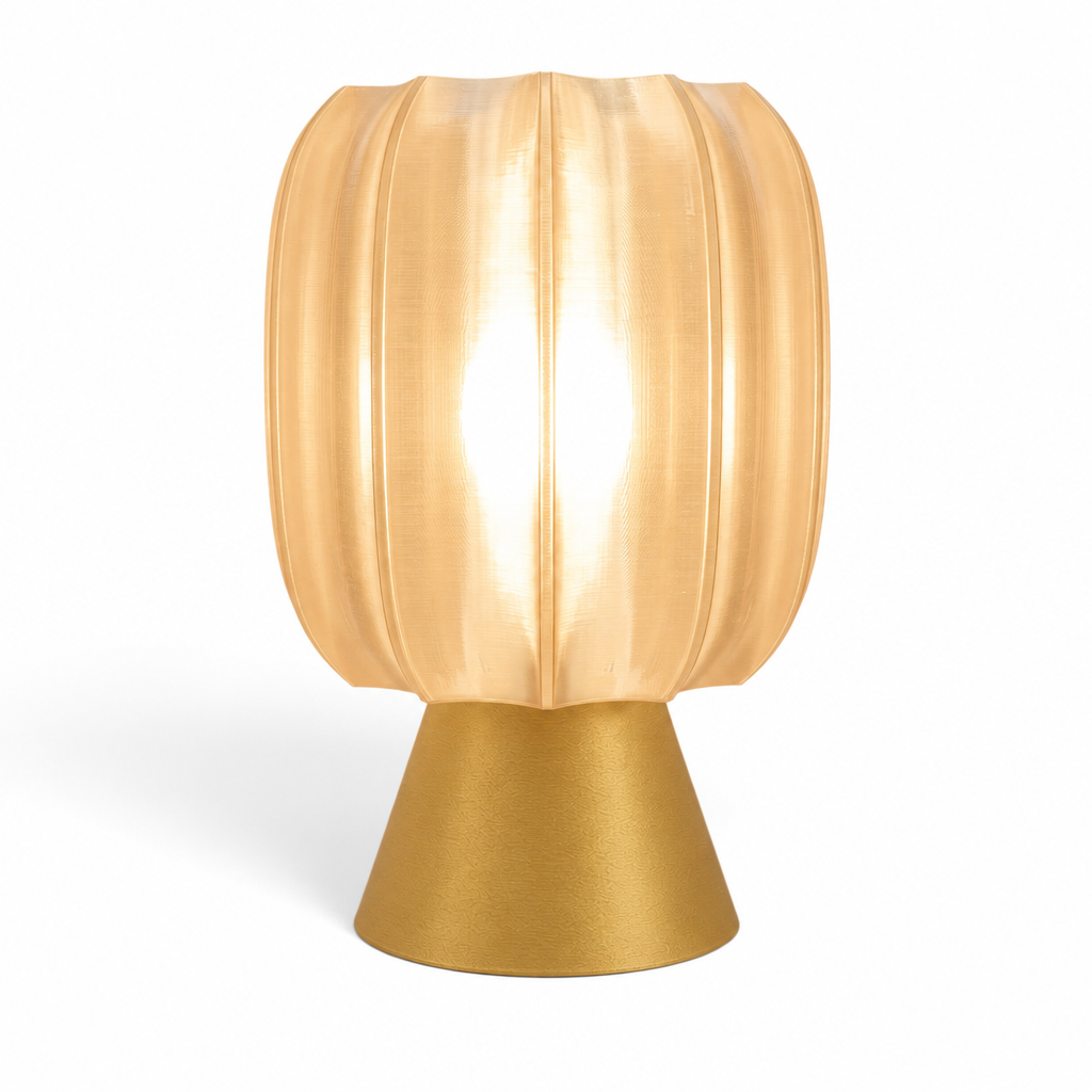 Paralex Mid Century Lamp - Gold base, Stardust Champagne shade