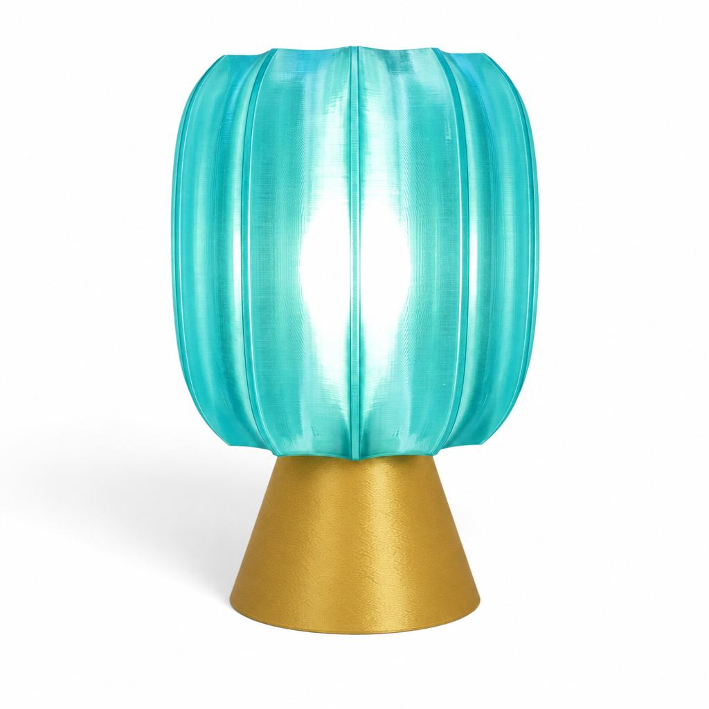 Paralex Mid Century Lamp - Gold base, Astro Aqua shade