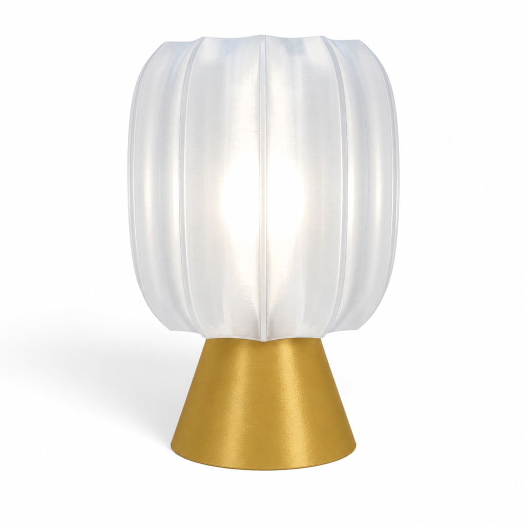 Paralex Mid Century Lamp - Gold base, Lunar Clear Frost shade