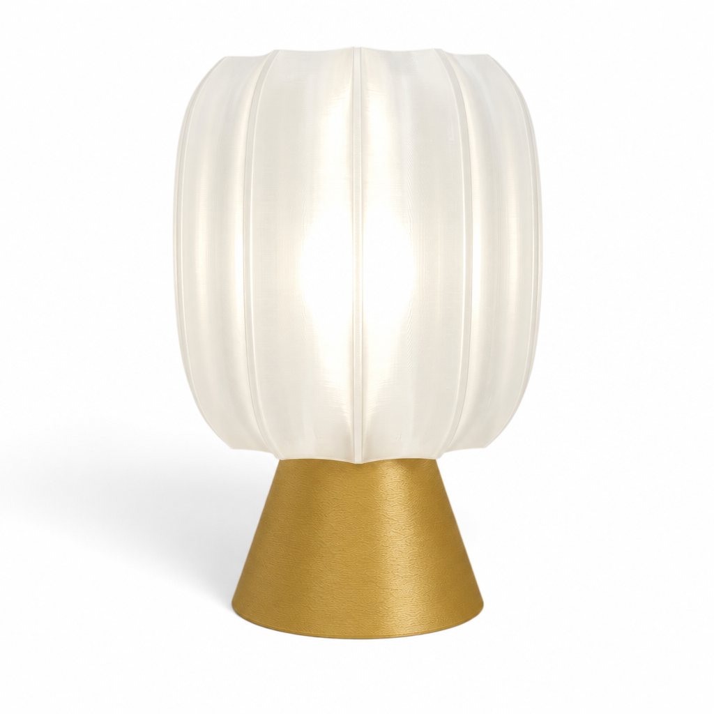 Paralex Mid Century Lamp - Gold base, White shade