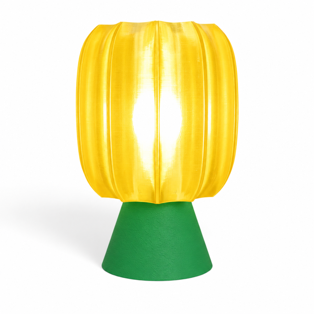 Paralex Mid Century Lamp - Green base, Solar Flare Yellow shade